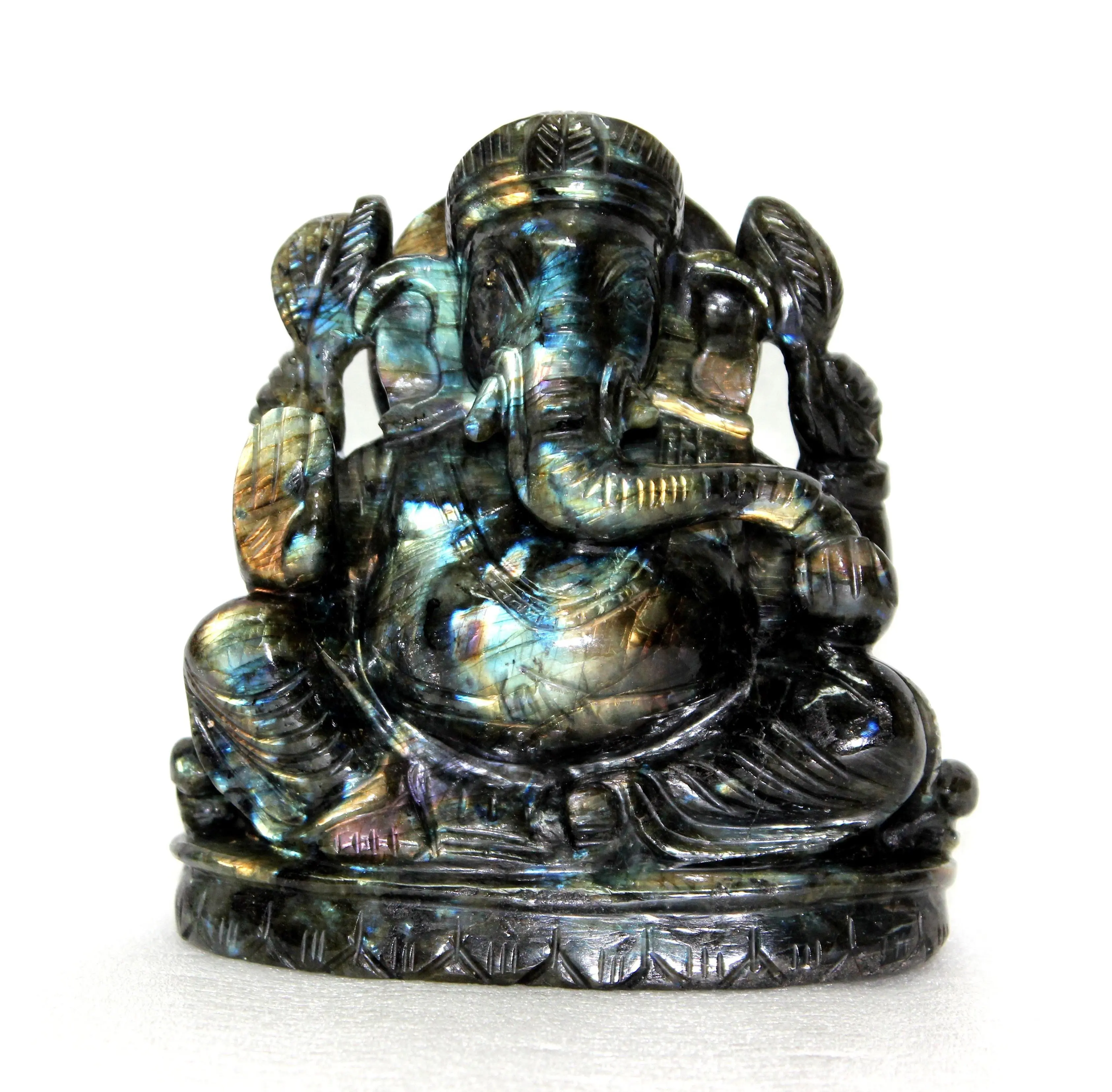 Kaufen Sie hochwertige Edelstein Hinduismus Spirituelle hand geschnitzte natürliche Labradorit Skulptur Ganesha Carving Statue