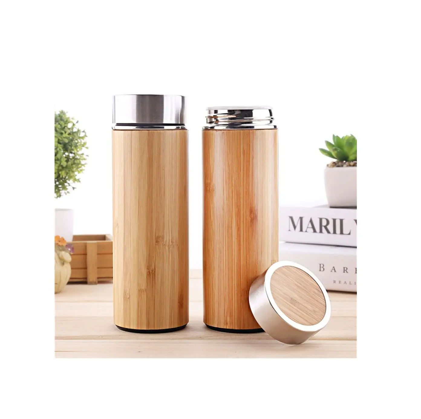 Storage water conveniently Bamboo thermos flask/ Vacuum Thermoses & Cups