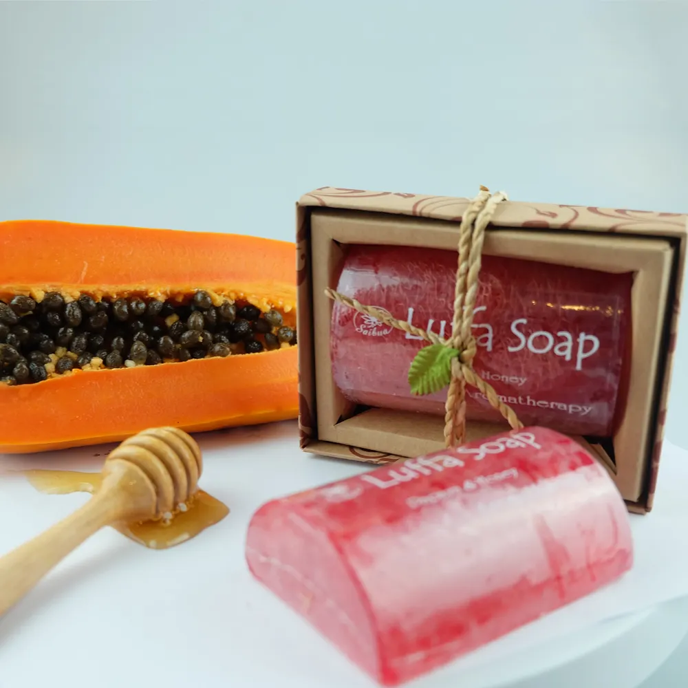 Savon à base de Papaya et au miel Luffa OEM, 20g de savon naturel fait à la main, vente en gros, provenant de thaïlande