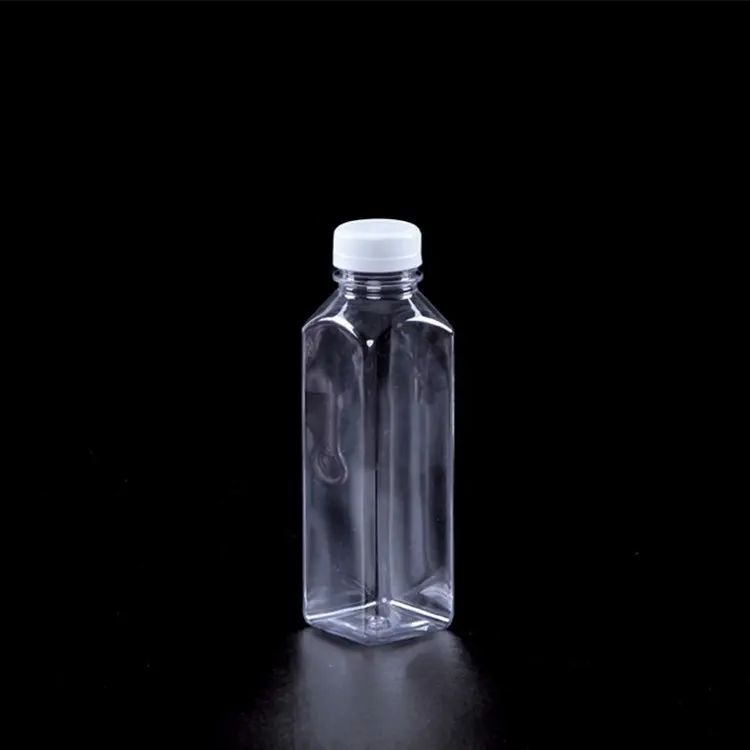 Lebensmittel qualität 12 Unzen leer wieder verwendbare transparente Einweg-Milch behälter PET-Kunststoff-Getränke flasche mit Deckel für Saft