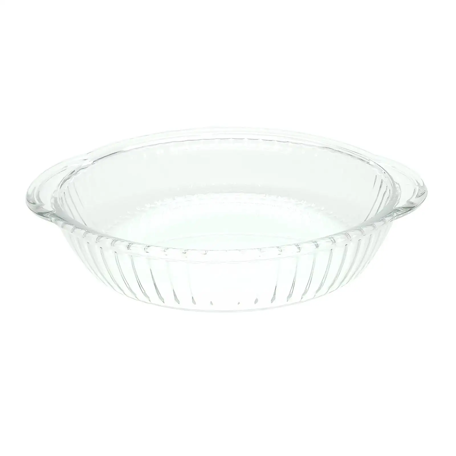 Round Clear Glass Sempre Tempered Glassware Heatproof Fluted Pie Dish with External Dimensions 30.5x27.6x6.1cm