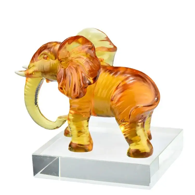 Verre de haute qualité artisanat salon objet décoratif Elefante De Cristal Figuras cadeaux d'affaires Figurines d'éléphant en cristal