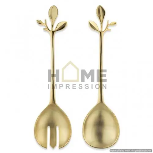luxury high top quality metal gold colour brass salad cutlery sets