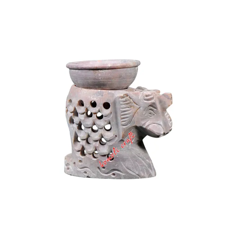Elephant handmade unique ceramic stone carving t-lite holder oil burner