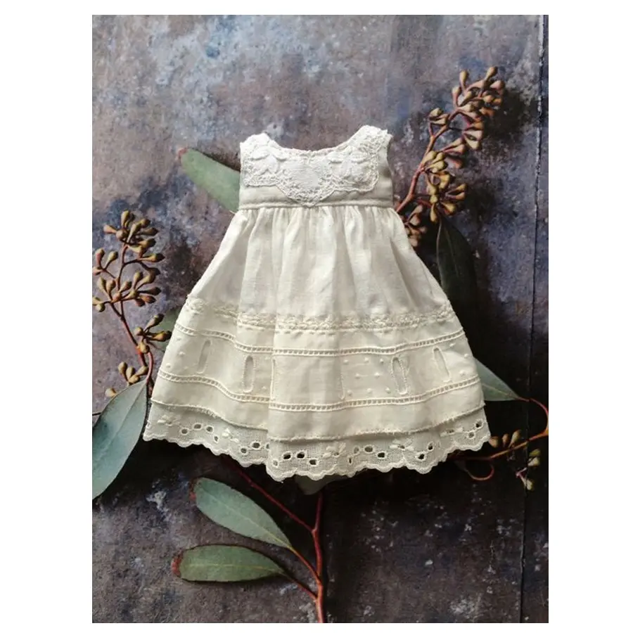 Vestido bordado para niña pequeña, 100% algodón