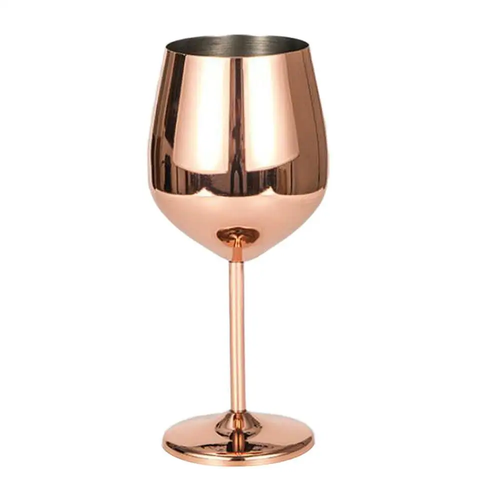 Venta directa de fábrica, Copa grande de cristal para fiesta, champán, oro rosa, taza de Metal, vino tinto, café, agua, vasos de plástico personalizables