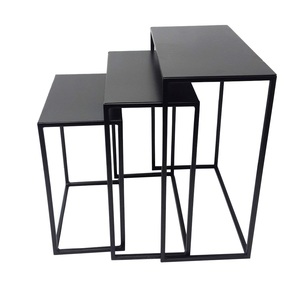 Modern <strong>Rectangular</strong> Black Iron <strong>Nesting</strong> <strong>Table</strong> Set of 3 Solid Black <strong>Tables</strong> Cheap Metal <strong>Tables</strong> Set for Sale - Product Image 1