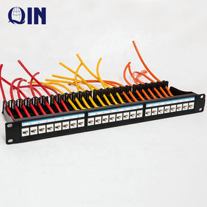 Shenzhen Qin parche de Color Panel 19 ''1U... Plena carga IDC tipo Panel 24 Port Cat6 150v con organizador de la red bastidores - Product Image 2