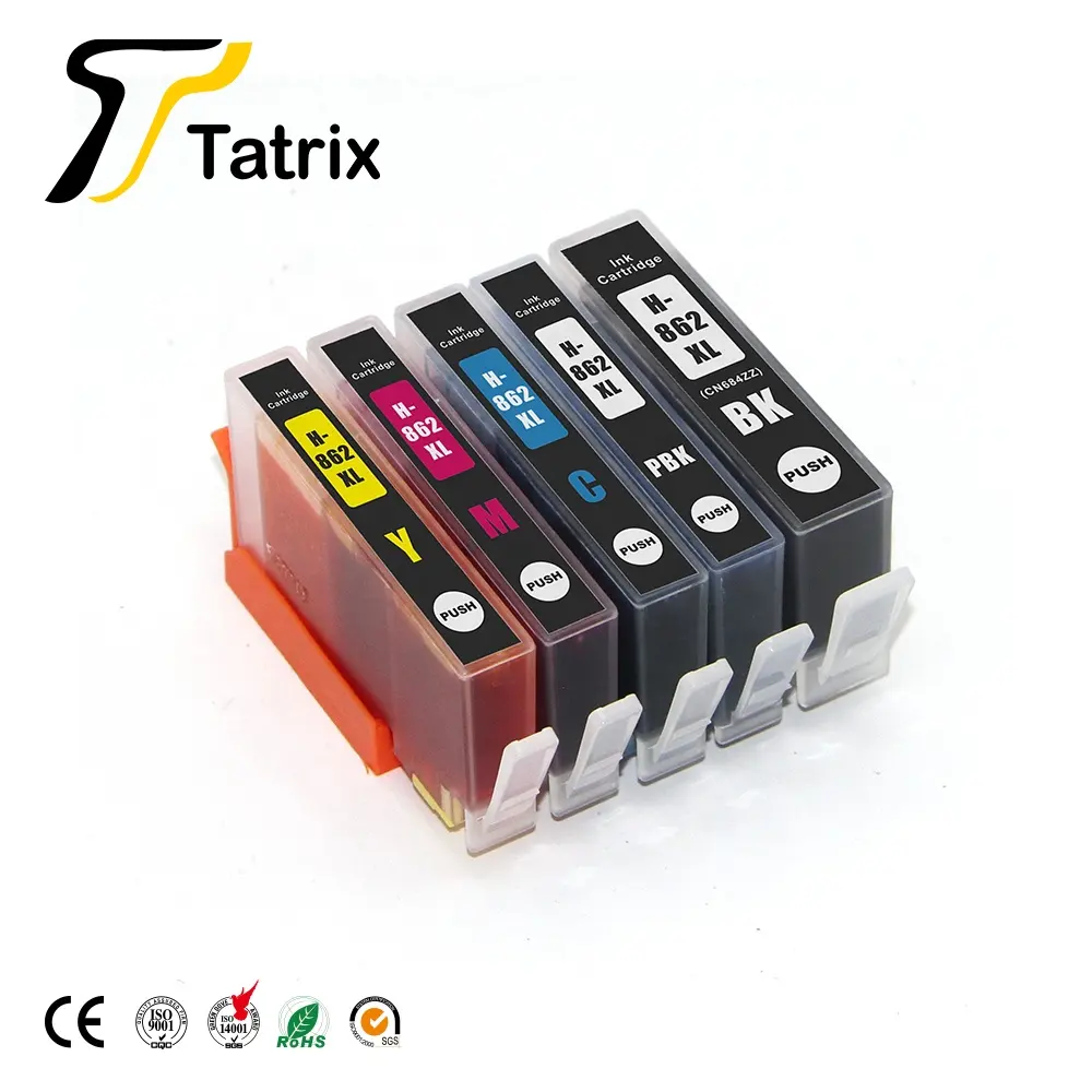 Cartucho de tinta tatrix 862xl, cartucho de tinta de impressora 862 cores compatível para hp fotosmart 5510 6510 deskjet 3070a