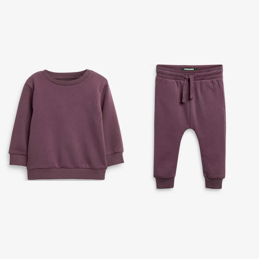 Tuta da ginnastica tinta unita Pullover tinta unita all'ingrosso per ragazzi/Set di tute da due pezzi per bambini a mezze maniche di alta qualità