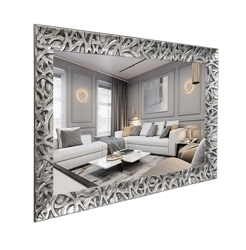 Specchio magico specchio da parete a LED intelligente con resistenza antiappannamento rettangolo soggiorno hotel LED specchio TV nascosto magico cornice argento