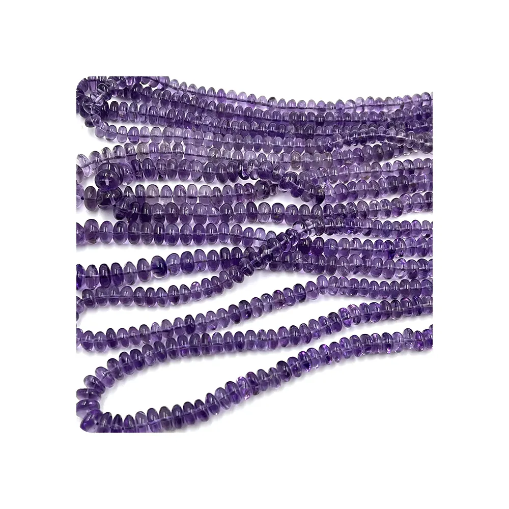 Wholesale 100% Natural Rondelle Beads Purple Amethyst Smooth Rondelle Beads-10-12mm Stone Beads