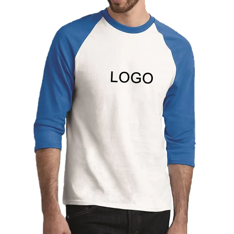 Camiseta de béisbol de manga raglán con cuello redondo para hombre, ropa deportiva para gimnasio, 80 algodón, 20 poliéster, alta calidad