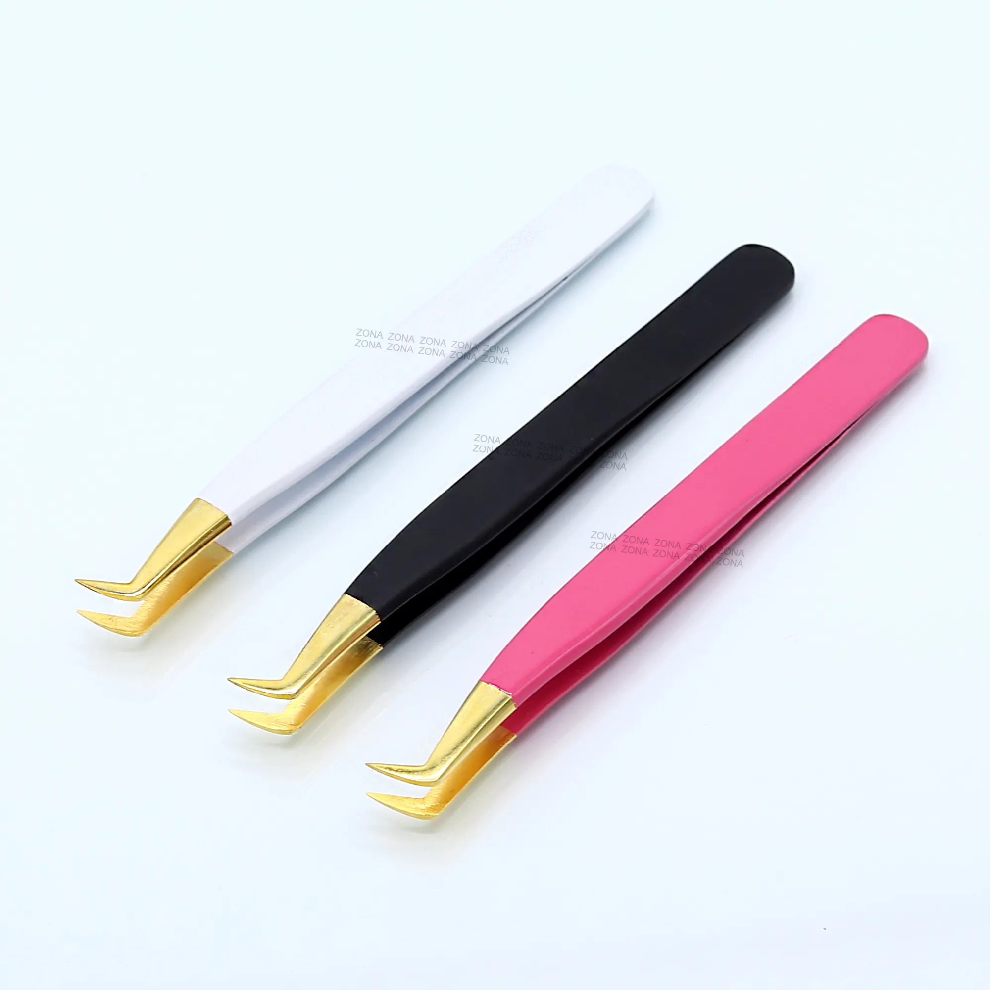 Gold Tips Pointed Edge Lash Tweezers Easy to Use Tweezers For Volume Extensions Best Tweezers for Fanning Lashes Stainless Steel