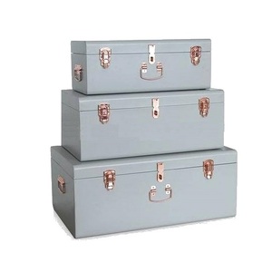 Galvanizli bagaj kutusu dikdörtgen şekli el yapımı tasarımcı saklama kutusu hint şık toptan galvanizli bagaj kutusu - Product Image 6