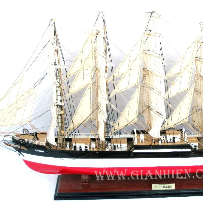 PREUSSEN-modelo de barco de madera, barco alto de vela