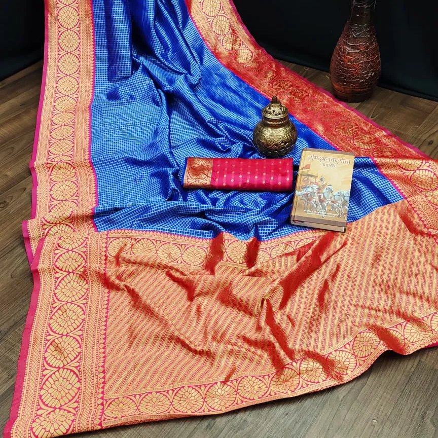 Новые традиционные плетеные шелковые сари kanjivram с золотой каймой Zari