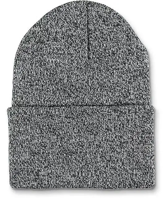 Bonnet long tricoté chaud unisexe, vente en gros, bonnet tricoté personnalisé pour hommes, Patch en cuir, chapeaux