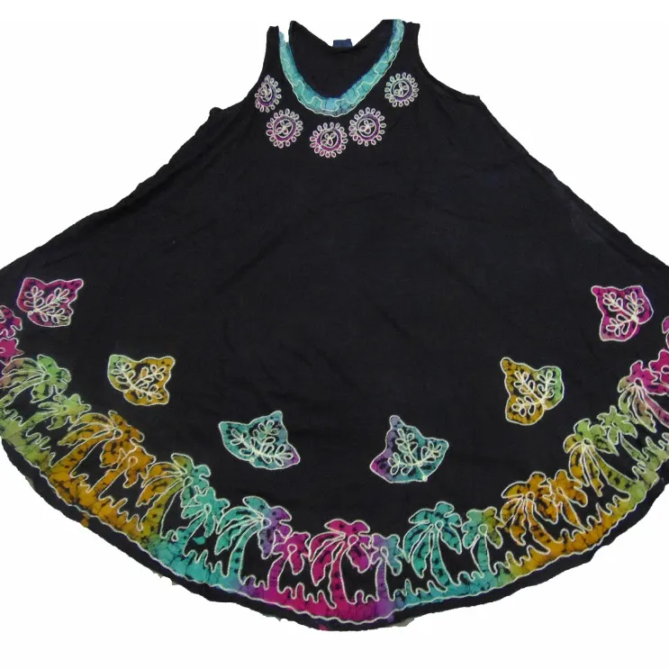 44"Umbrella cut dress Batik Rayon Multicolor Freesize Ladies Batik Rayon Umbrella Dress