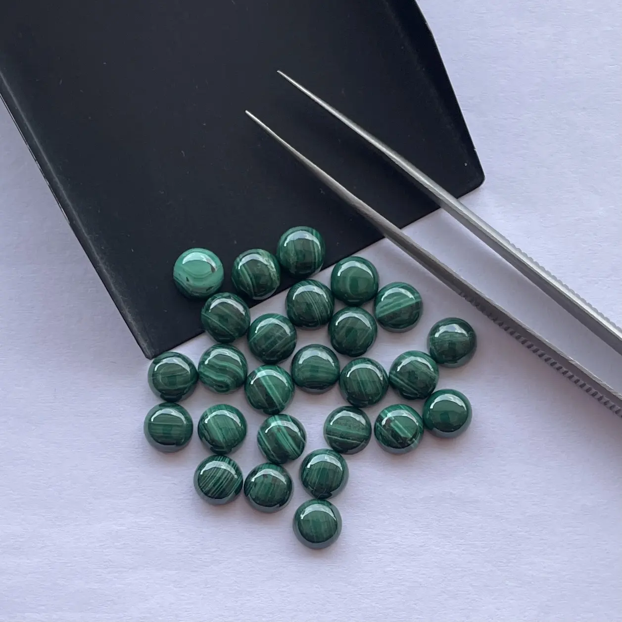 Cabochão de Malaquita Verde Natural 5mm Redondo Flatback Solto Calibrado Fornecedor Loja Online a Preço de Revendedor por atacado