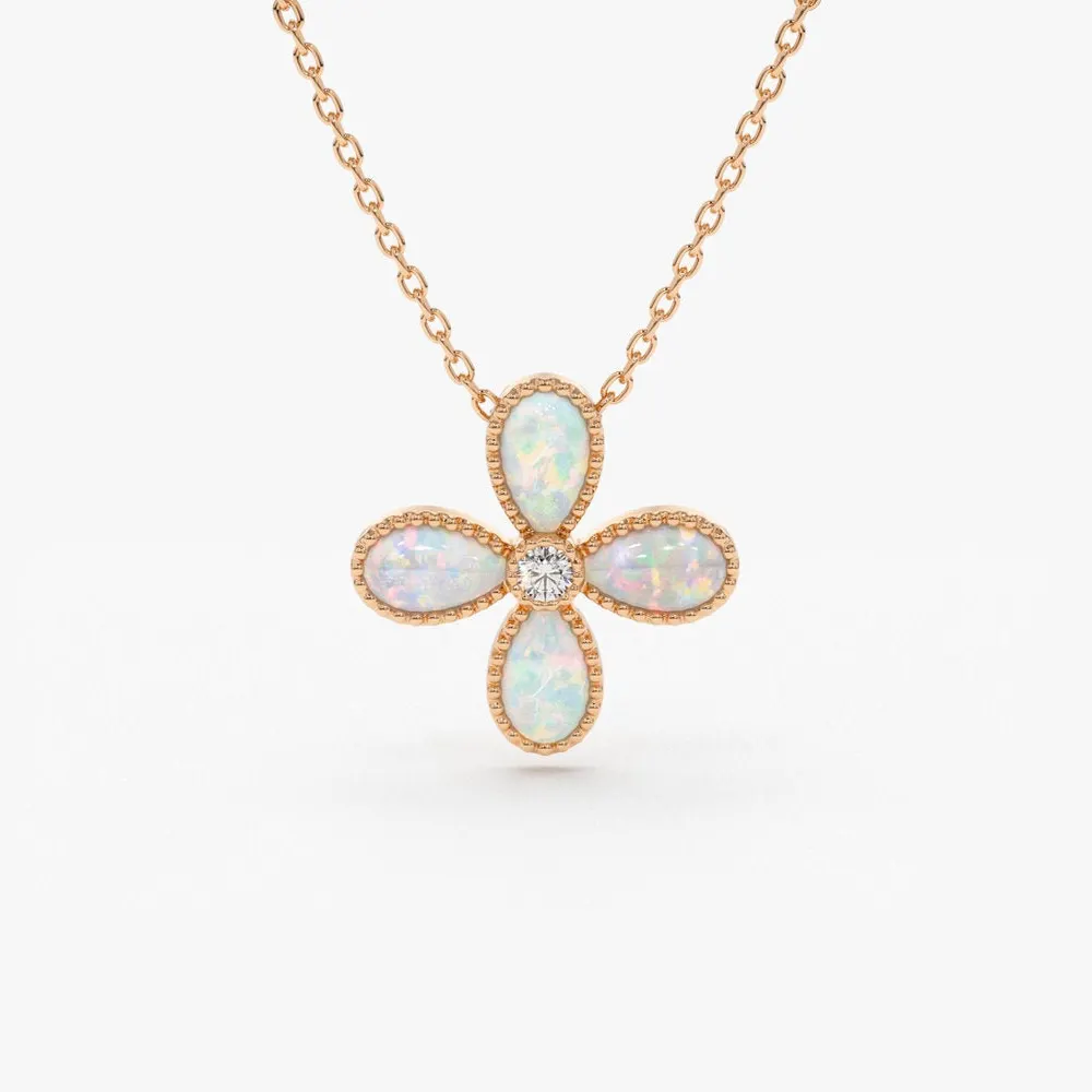 Plated Pear Shape Ethiopian Opal Charm Cross Pendant 925 Sterling Silver Necklace Handmade Fine Cz Jewelry Gold Rope Chain Box