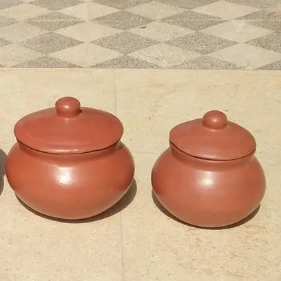 Natuurlijke Klei Terracotta Koken Waren Potten En Soep Kommen Voor Serveren En Koken