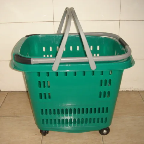 Cesta de rolamento do superfício de 50l, cesta com 4 rodas, cesta da compra, cesta de plástico