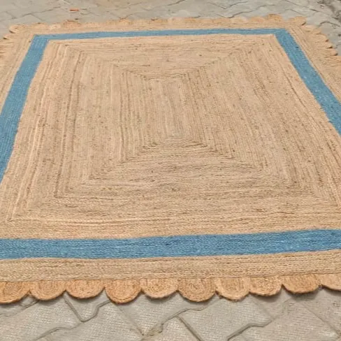 handmade handwoven natural jute hemp braided floor rug