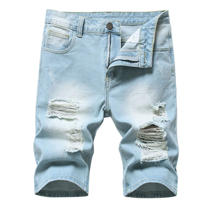 En kaliteli erkek rahat sıska açık Denim şort özel OEM toptan hizmet ile bershorts