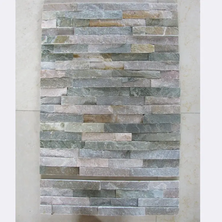 Fábrica quartzo estilingue pedra cultural para parede exterior enfeite em forma de z e forma plana