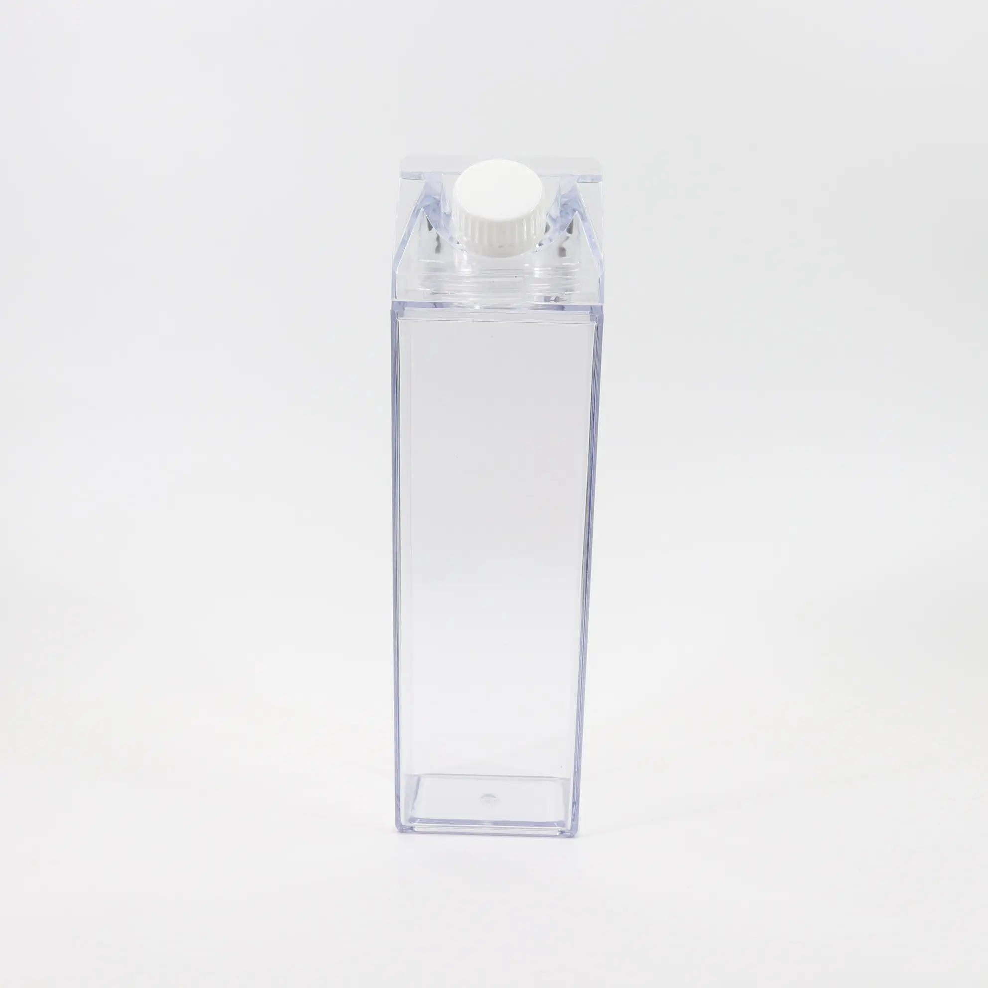 500 مللي شعار مخصص البلاستيك فارغة زجاجة ماء مربع واضح الحليب الكرتون 1000 مللي