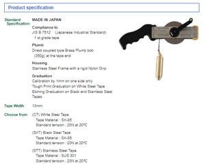 Thước dây chất lượng cao NIHON DOKI, cán bằng thép không gỉ, lõi nylon chắc chắn, dùng cho bể dầu, đạt tiêu chuẩn JIS hạng 1, sản xuất tại Nhật Bản - Product Image 3