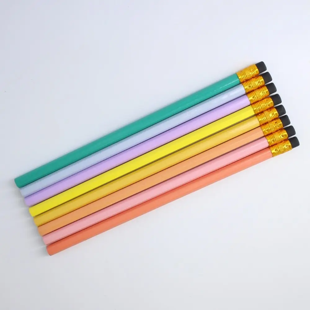 Wooden pencil with rubber head pantone coating wooden pencil set