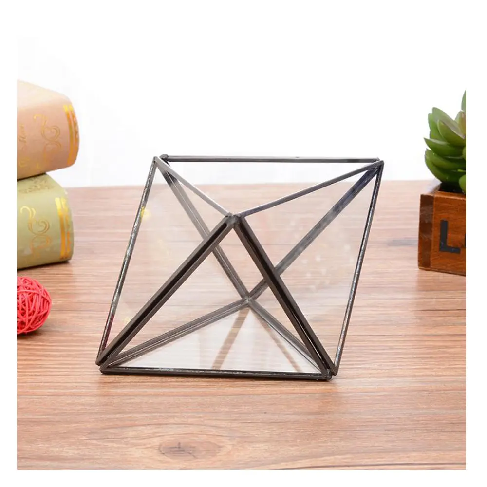 Diseño de cono geométrico negro con Terrario de cristal transparente, floreros para decoración de boda, gran oferta