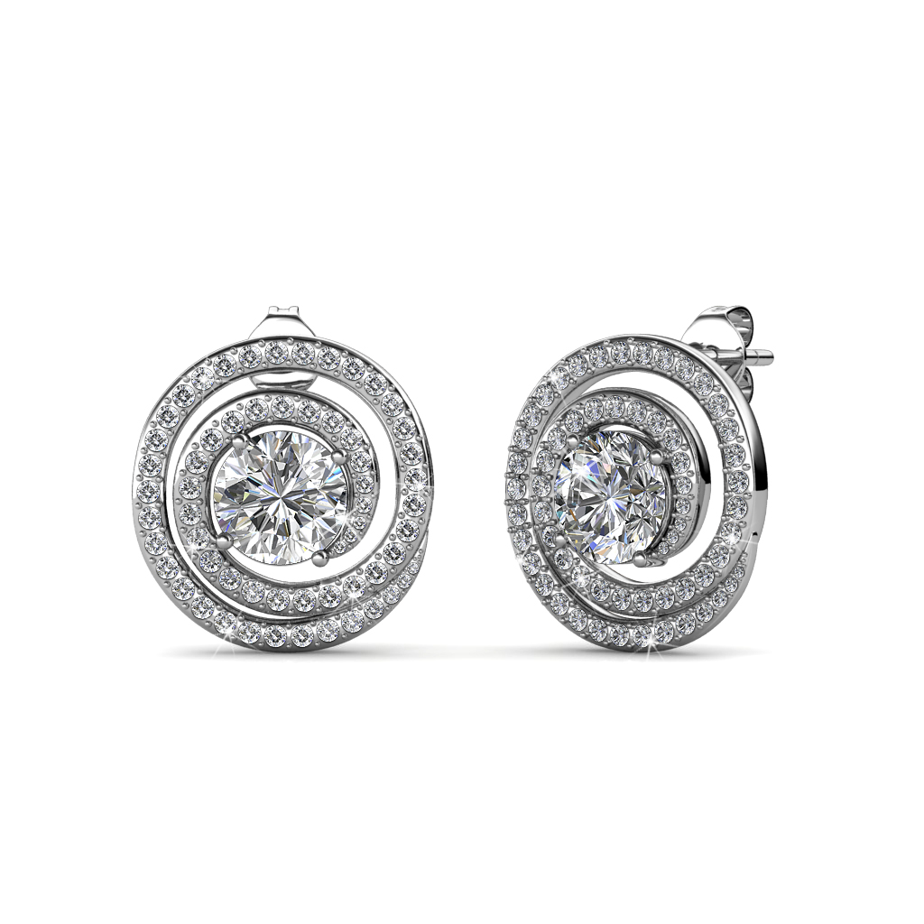 Brass With 18k White Gold Plated Luxury Brand Inspired Earrings