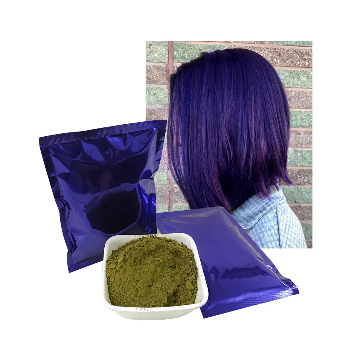 Indigo powder Triple raffinato Indigo Leaves Powder produttore, No Chemical hair care styling OEM private label hair product