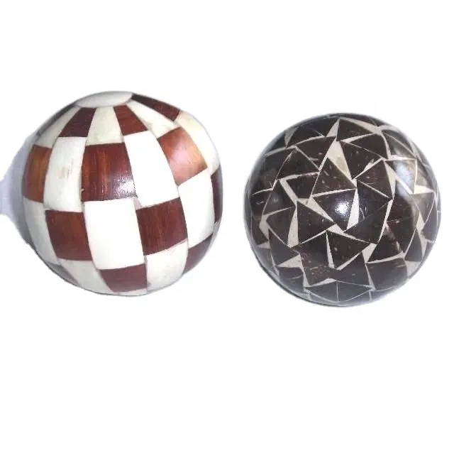 Boules décoratives en mosaïque d'os disponibles en toutes tailles et couleurs, décoration de la maison, incrustation d'os, Sculptures décoratives