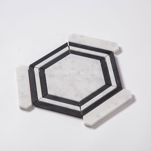 Bianco Carrara hỗn hợp MARQUINA mài giũa hình lục giác Carrara khảm gạch hình lục giác khảm sàn nhà máy Thái Lan - Product Image 2