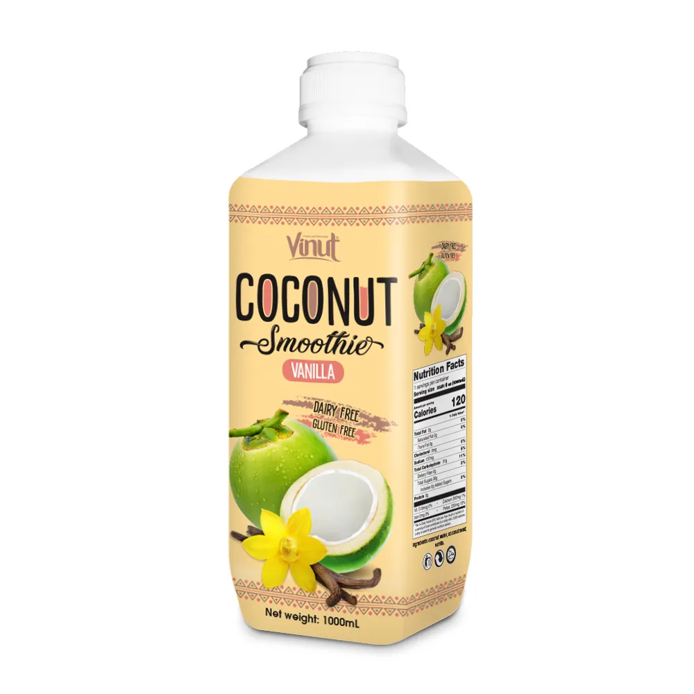 Best selling 1000ML PP Engarrafado VINUT Smoothie de coco com baunilha private label OEM ODM HALAL BRC certificado