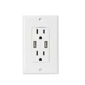 <strong>2</strong> Gang Outlet with <strong>2</strong> <strong>USB</strong> with Cover 5.0V/3.6A/<strong>2</strong>.1A American US Standard <strong>USB</strong> Wall <strong>Socket</strong> - Product Image 2
