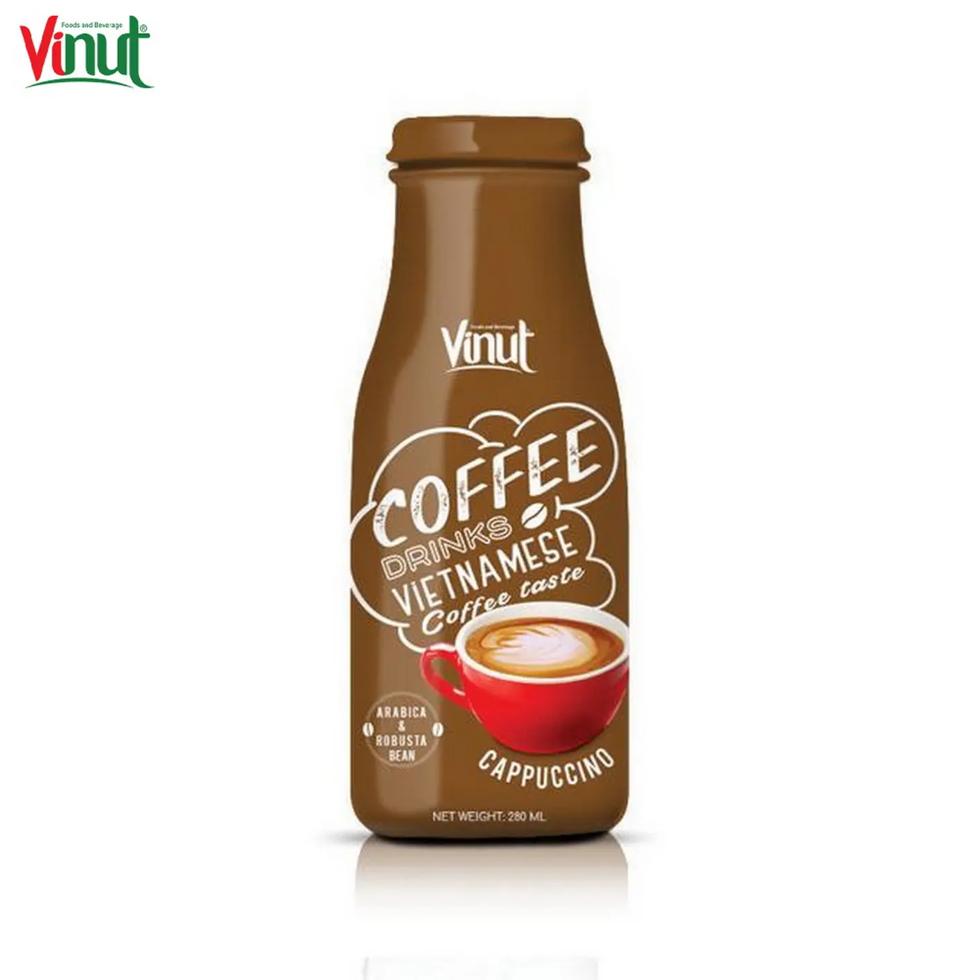 280ml VINUT bottle White Label Cappuccino Coffee Manufacturing Perfect healthy