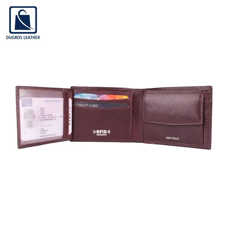 New Design Excellent Quality Luxury Fashion RFID Genuine Leather Wallet for Men