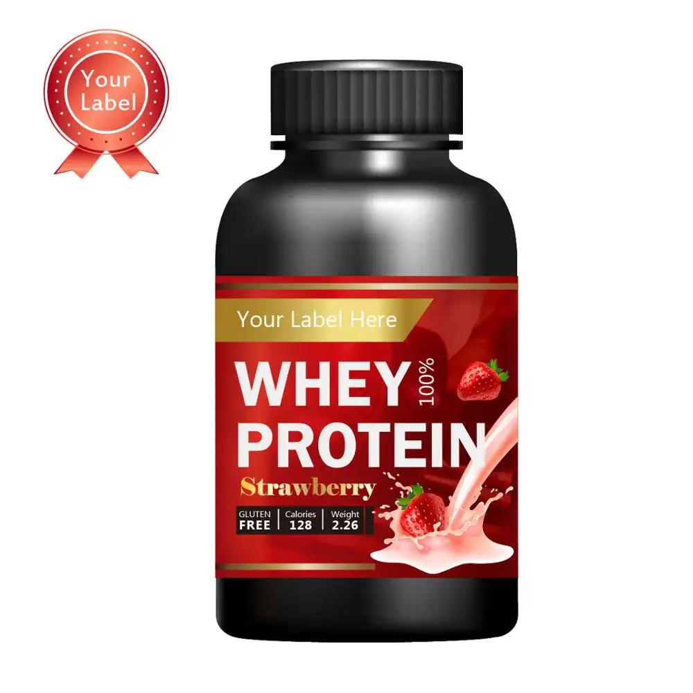 Suplemen kesehatan rasa stroberi protein whey Protein protein gemuk badan asam amino BCAA tersedia dalam merek asli