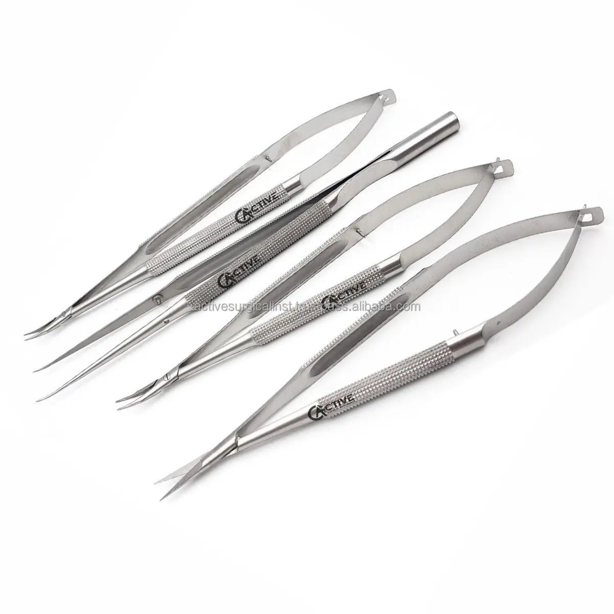 Conjunto de Micro instrumentos quirúrgicos de CASTROVIEJO alemán, tijera de Castroviejo, soportes de aguja, pinzas, 4 Uds.