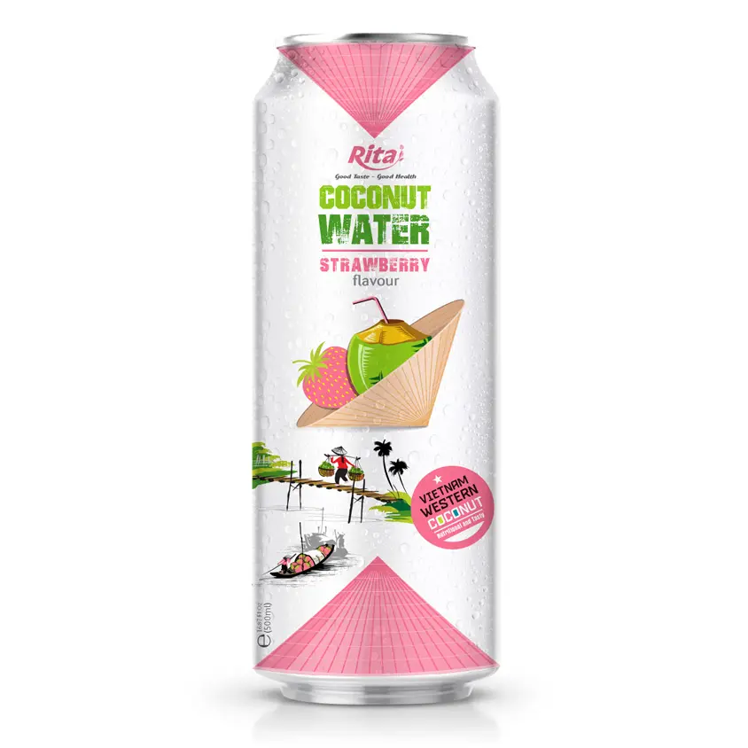 Made In Vietnam Products Beverage Coconut Water Strawberry Flavour Refresh Your Body Best Fruit Juice 500 Ml Alu Can