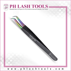 Alman paslanmaz çelik kirpik uzatma cımbız İki renk geri siyah renk ve ucu, çok renkli, dar ucu cımbız - Product Image 3
