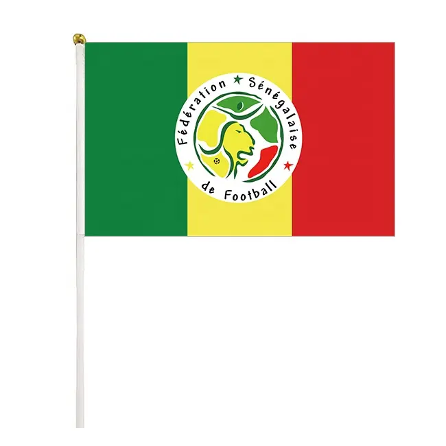 Флаг из Сенегала, футбольный матч, Сенегал, Футбольная команда, ручной волновой флаг, Индивидуальный маленький ручной флаг Катара