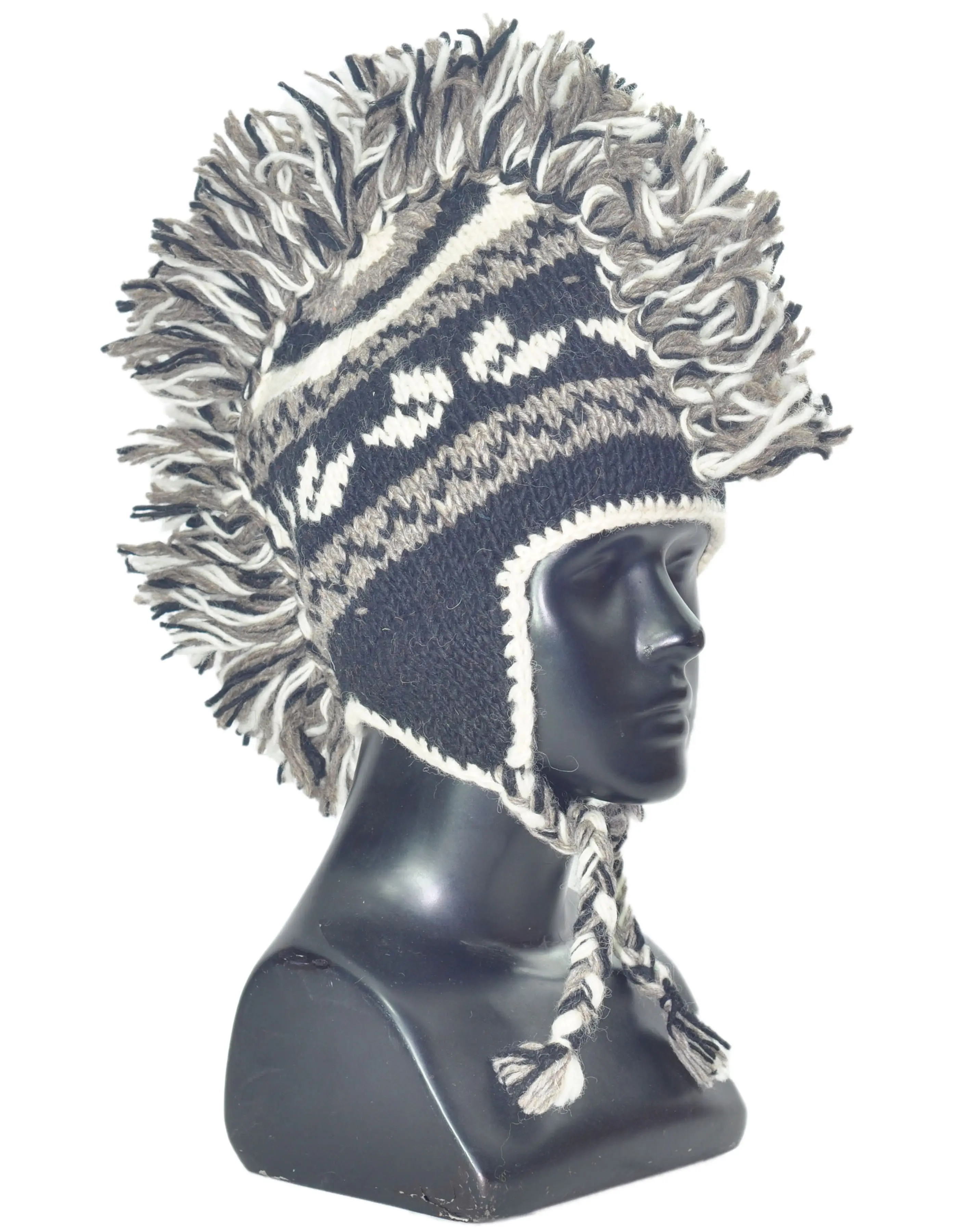 Mohawk-gorros de punto para mujer, gorro de lana suave con solapa para la oreja, forro polar, trenza trenzada, sombreros de anime HHWTH 003 a