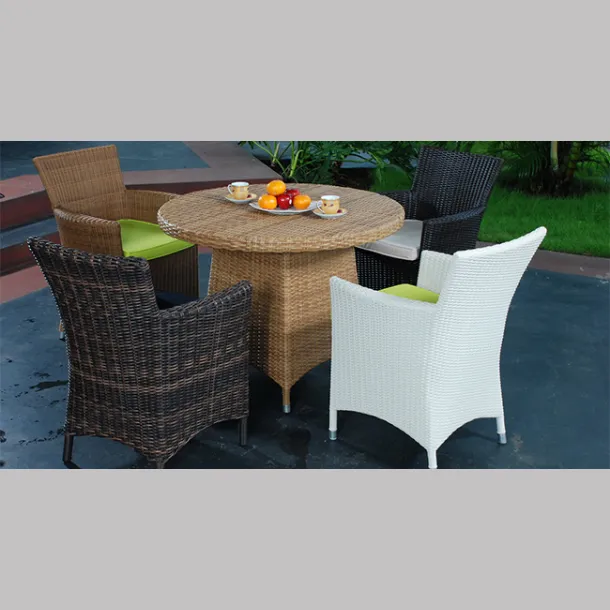 Yüksek kaliteli Top tasarım hasır mobilya açık hawai yemek takımları için en iyi bahçe basit zarif modern tasarım