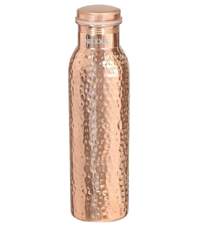 Botella de agua de cobre de diseño martillado elegante, Ayurveda, 1000ml, personalizada, de cobre puro, a la moda, nueva, a la venta